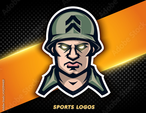 Professional logo american soldier. Sport mascot, e-sports label. Vector illustration.