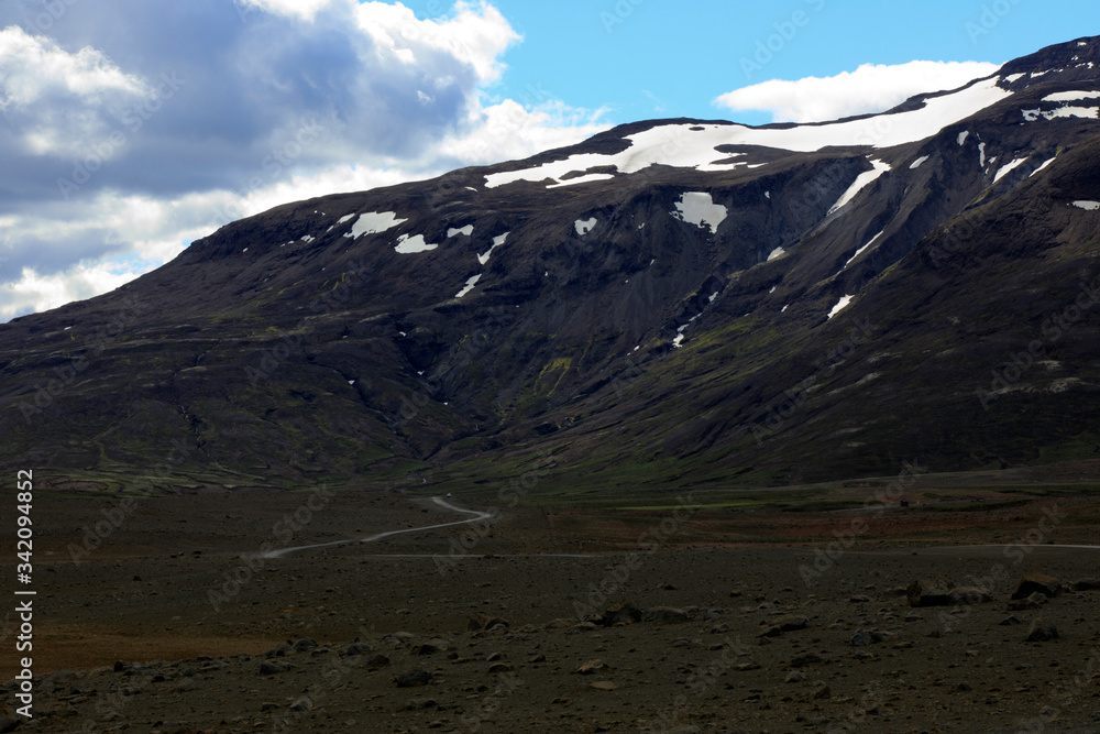 Kjolur / Iceland - August 25, 2017: Scenery along the Kjolur Highland Road, Iceland, Europe Kjolur / Iceland - August 25, 2017: Scenery along the Kjolur Highland Road, Iceland, Europe