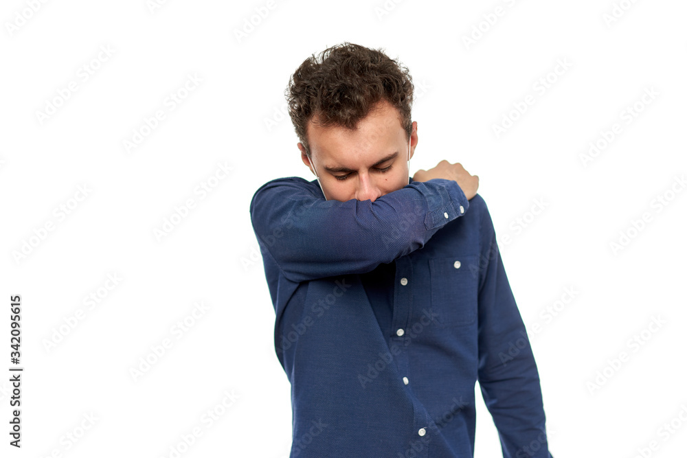 Young man coughing Young man coughing