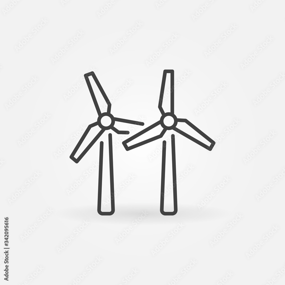 Two Wind Turbines vector concept icon or logo in thin line style Two Wind Turbines vector concept icon or logo in thin line style