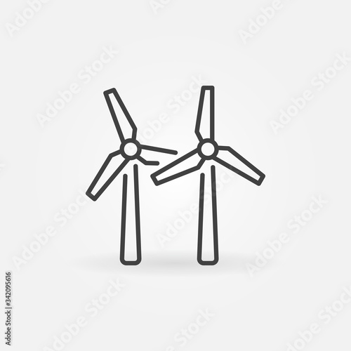 Two Wind Turbines vector concept icon or logo in thin line style