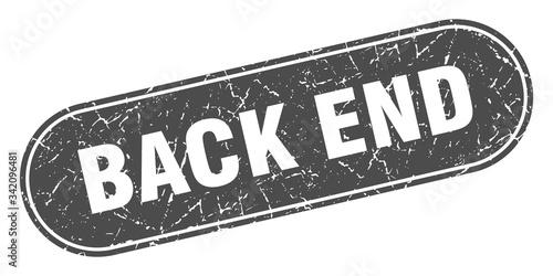 back end sign. back end grunge black stamp. Label