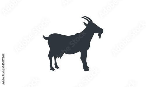 Goat Silhouette logo vector template, a lamb standing side view black design on white background