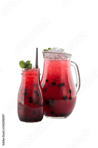 Wallpaper Mural blueberry cocktail in tall glass and pitcher isolated on white background Torontodigital.ca