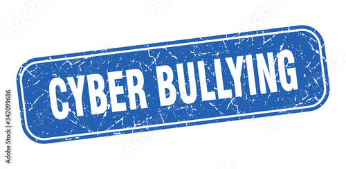 cyber bullying stamp. cyber bullying square grungy blue sign