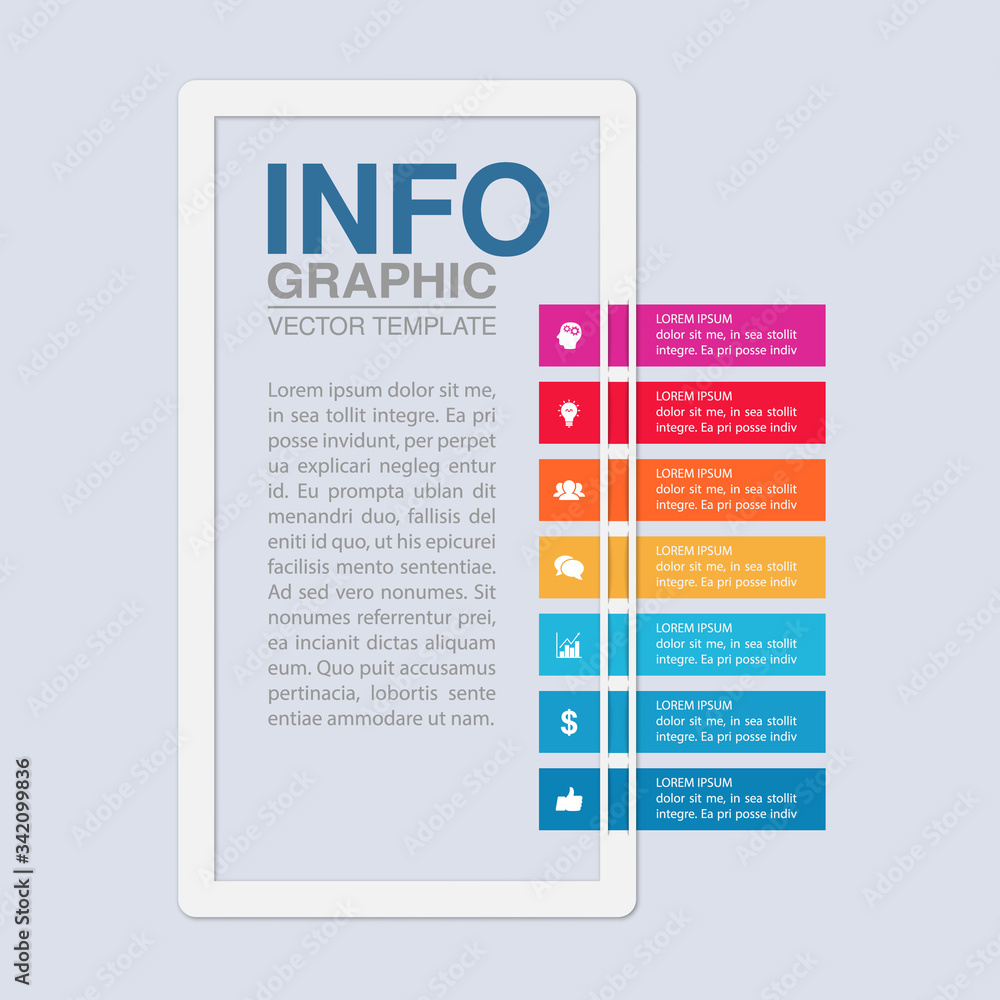 Obraz premium Vector iInfographic template for business, presentations, web design, 7 options.