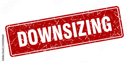 downsizing stamp. downsizing vintage red label. Sign