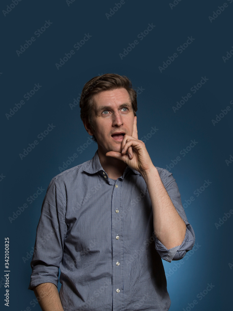 Man Thinking with Hand on Chin Man Thinking with Hand on Chin