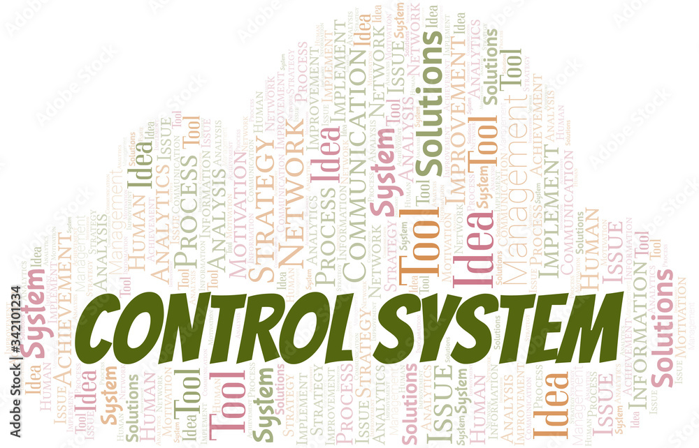 Obraz premium Control System typography vector word cloud.