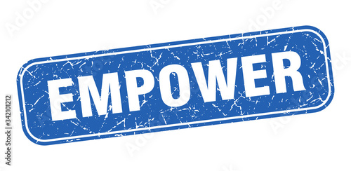 empower stamp. empower square grungy blue sign