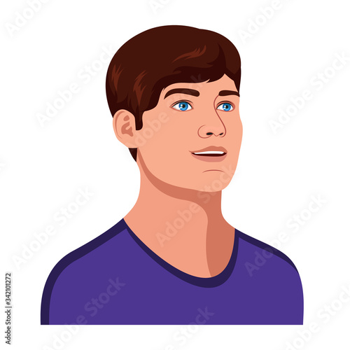 Young handsome guy portrait. University, college student avatar. Vector Illustration.