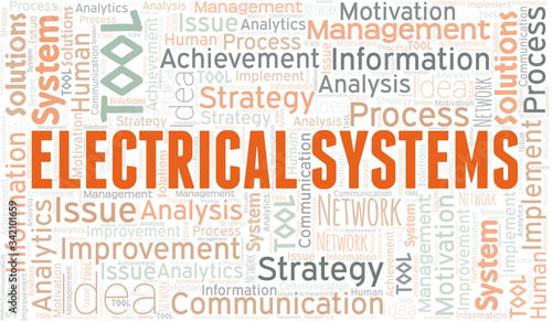 Electrical Systems typography vector word cloud.