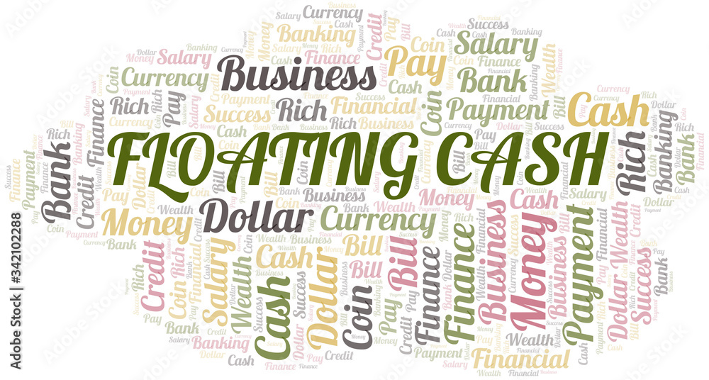 Floating Cash typography vector word cloud.