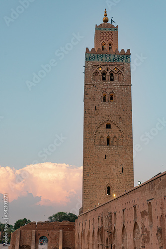 Kasbah or Koutobia Mosque, Marrakech, Morocco, copy-space photo