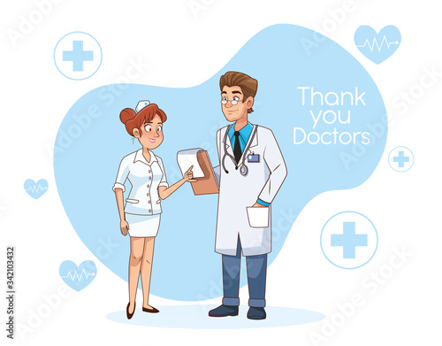 professional doctor and nurse characters