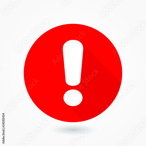 Attention caution sign icon. Exclamation mark. Hazard warning symbol. Flat design button. Warning stamp. Error. Alert icon. Danger. Prompt. Problem sign. Beware information. Important icon.