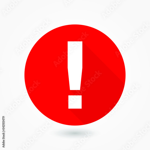 Attention caution sign icon. Exclamation mark. Hazard warning symbol. Flat design button. Warning stamp. Error. Alert icon. Danger. Prompt. Problem sign. Beware information. Important icon.