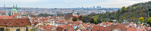 Panorama of Prague from hill.