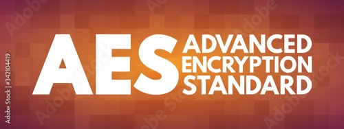 AES - Advanced Encryption Standard acronym, technology concept background