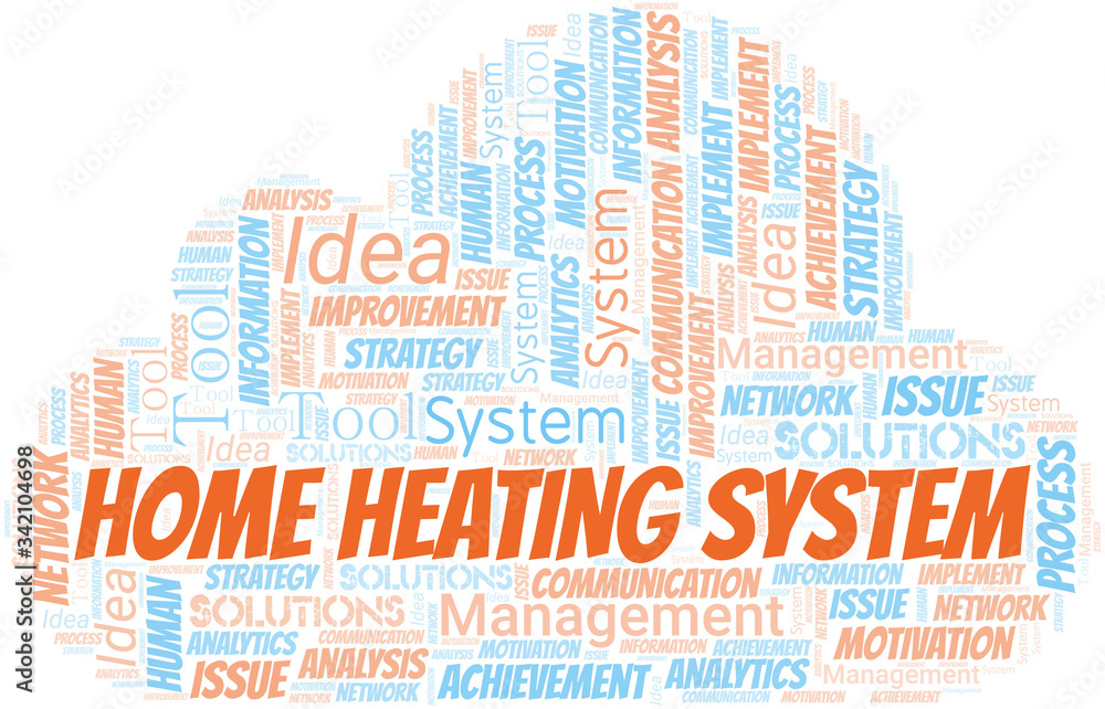 Obraz premium Home Heating System typography vector word cloud.