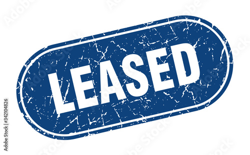 leased sign. leased grunge blue stamp. Label