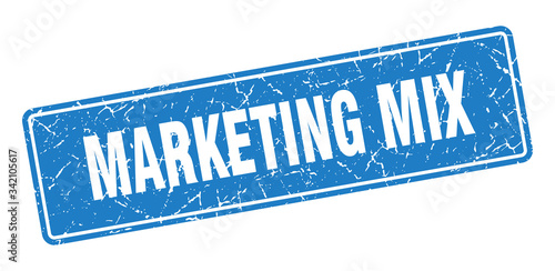 marketing mix stamp. marketing mix vintage blue label. Sign