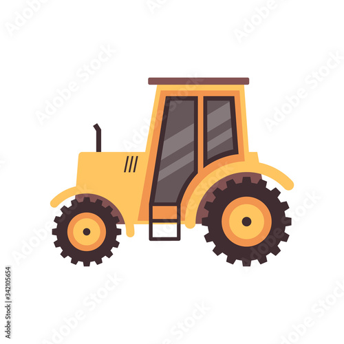 Agricultural tractor machine cartoon icon flat vector illustration isolated.