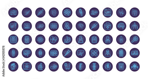 bundle of medical neon style set icons