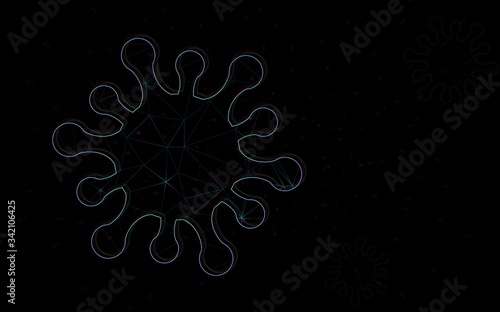 sci fi molecule shape interface screen futuristic HUD bar of the space ship. virus, bacteria, microbe structure atoms form and sign genetics illustration dark background wallpaper black and neon glow