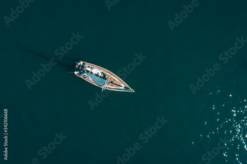 Sailboat overboard photographed with drone