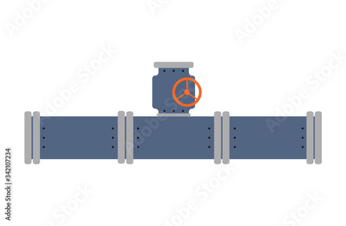 Oil and gas pipeline element flat vector illustration isolated on white.
