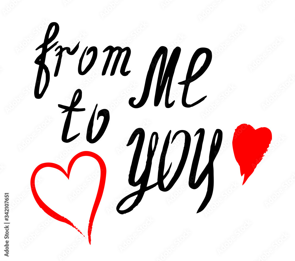 lettering for greeting cards 'from me to you', text design lettering for greeting cards 'from me to you', text design