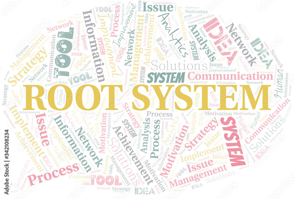 Obraz premium Root System typography vector word cloud.
