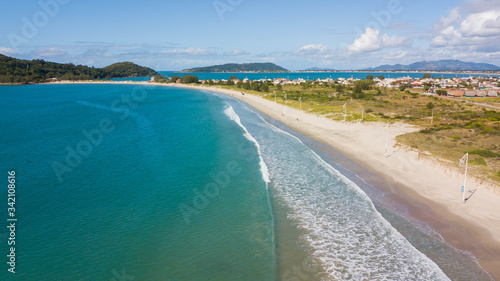 Aerial view of Sonho beach, in Palhoça. Beautiful beach in Santa Catarina, Brazil © Jair