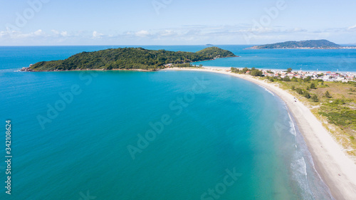 Aerial view of Sonho beach, in Palhoça. Beautiful beach in Santa Catarina, Brazil