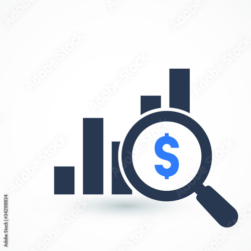 Financial forecast icon in flat style. Business analysis illustration on white isolated background. Analytics financial forecast sign concept