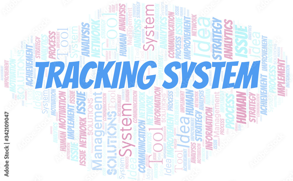 Fototapeta premium Tracking System typography vector word cloud.