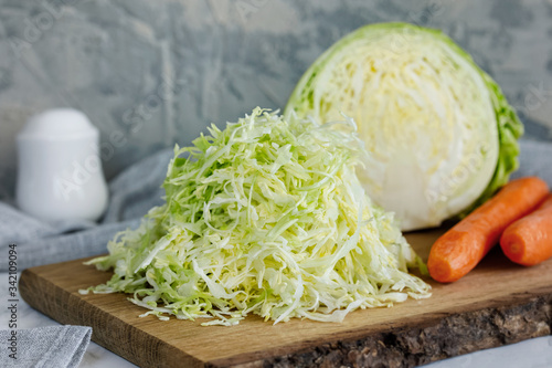 Fresh young shredded cabbage