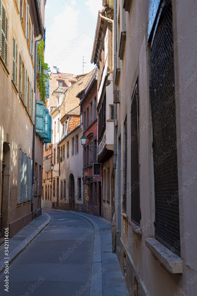 Strasbourg city. Alsace. France. Narrow street of old town
