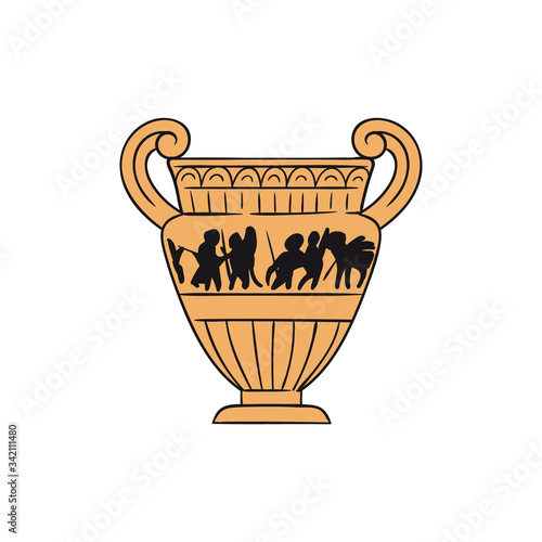 Greek ancient terracotta amphora vector illustration in sketch style isolated. photo