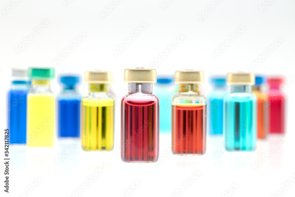 Colofull vaccine and medicine on white background Colofull vaccine and medicine on white background