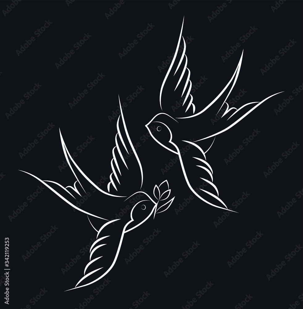 Obraz premium Swallow bird, fly, vector illustration