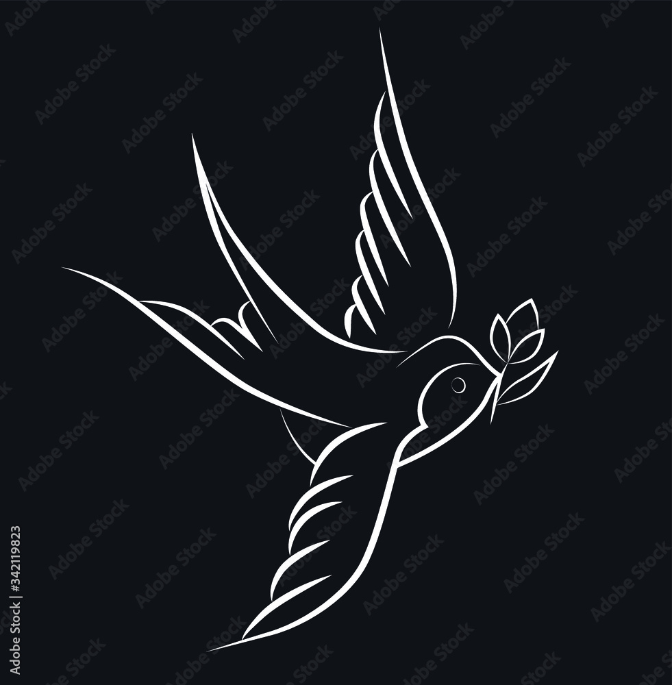 Naklejka premium Swallow bird, fly, vector illustration