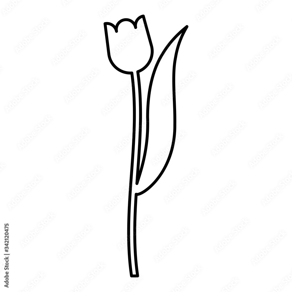 Flower tulip plant silhouette icon outline black color vector illustration flat style image Flower tulip plant silhouette icon outline black color vector illustration flat style image