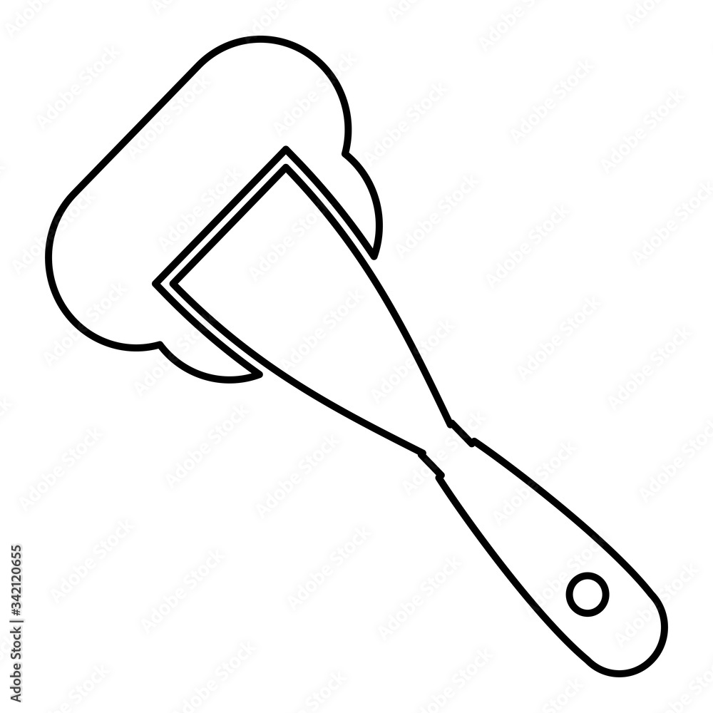 Obraz premium Construction spatula spreading mortar Working tools Manufacturing equipment Plasterer Stucco putty icon outline black color vector illustration flat style image
