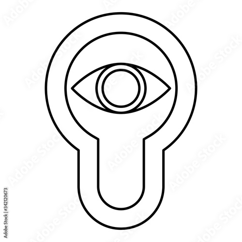Keyhole eye looking Lock door Look concept icon outline black color vector illustration flat style image