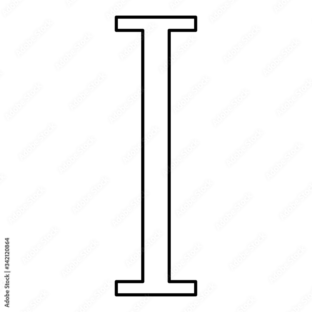 Iota greek symbol capital letter uppercase font icon outline black color vector illustration flat style image Iota greek symbol capital letter uppercase font icon outline black color vector illustration flat style image