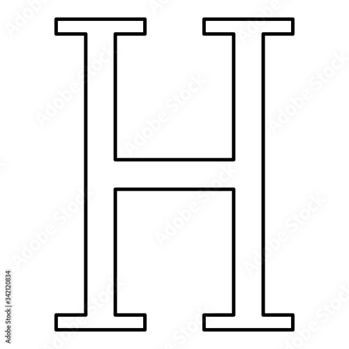 Eta greek symbol capital letter uppercase font icon outline black color vector illustration flat style image