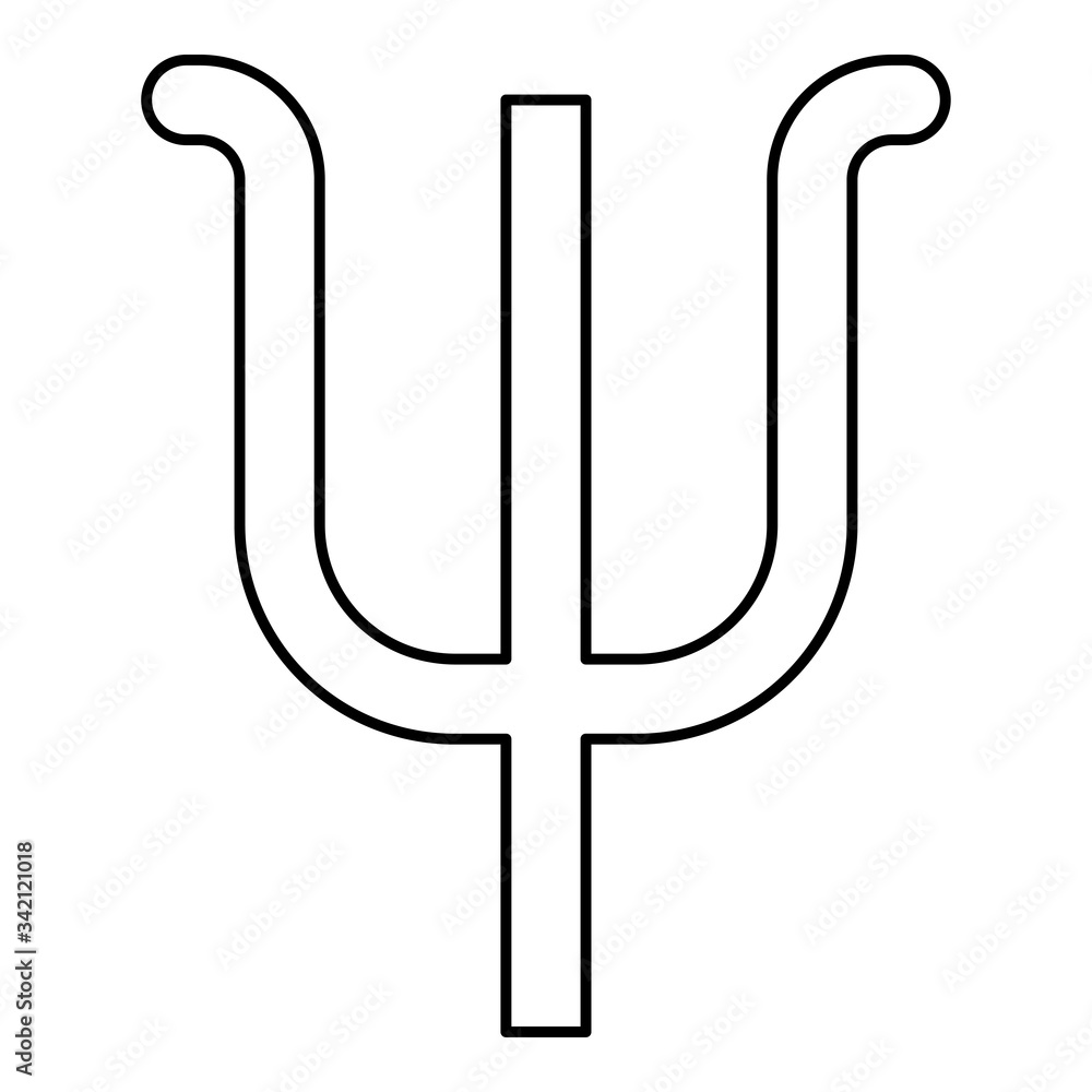Psi greek symbol small letter lowercase font icon outline black color vector illustration flat style image Psi greek symbol small letter lowercase font icon outline black color vector illustration flat style image