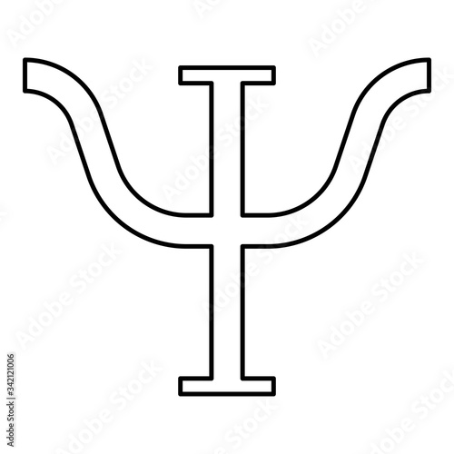 Psi greek symbol capital letter uppercase font icon outline black color vector illustration flat style image